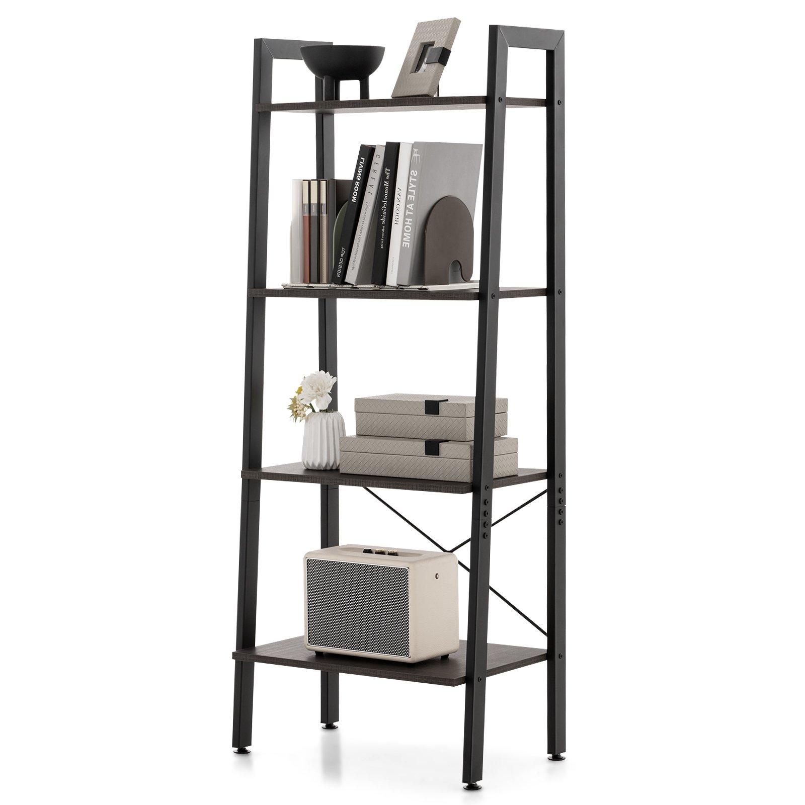 4-Tier Bookshelf Industrial Display Shelving Unit Standing Storage Shelf
